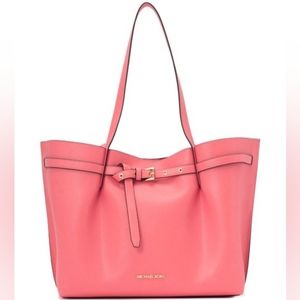 Michael Kors Emilia Large Pebbled Leather Tote Bag - Grapefruit
